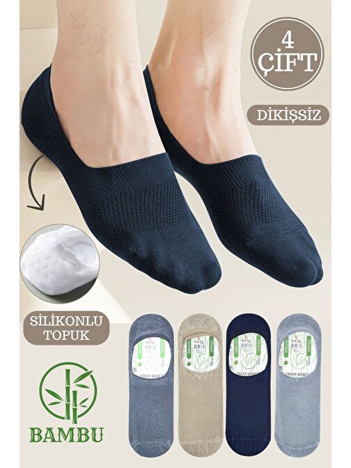 Bayan Bambu Babet Çorap Dikişsiz Parfümlü Silikonlu Babet Çorap