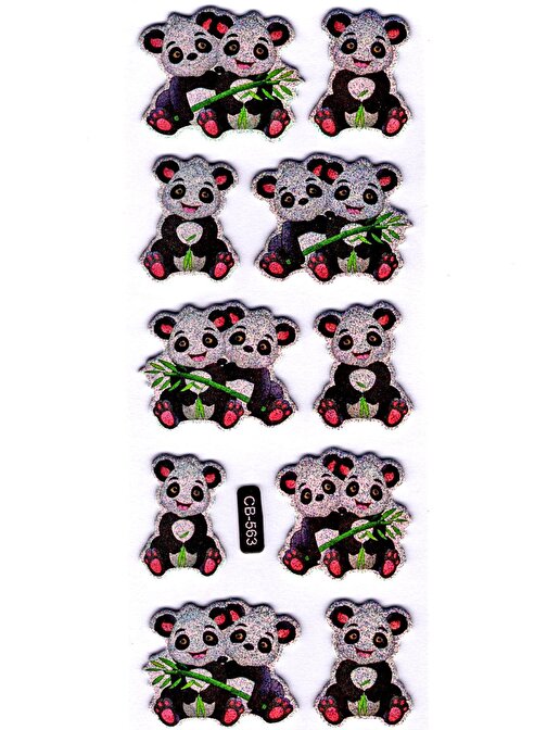 Sticker Kabartmalı Sticker Defter, Planlayıcı Etiket - (cb-563) 16x7 cm- Şirin Pandalar