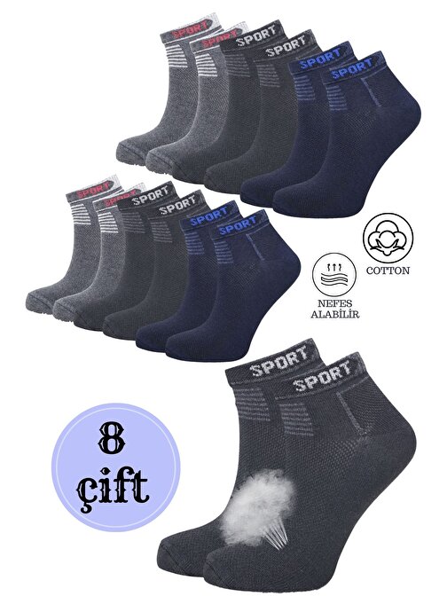  8 Çift Pamuklu Basic Derbili Pamuklu  Erkek Çorap