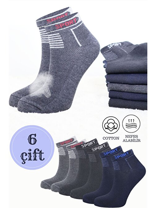 6 Çift Pamuklu Basic Derbili Pamuklu Erkek  Çorap