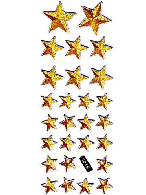 Sticker Kabartmalı Sticker Defter, Planlayıcı Etiket - (cb-552) 16x7 cm- Parlak Yıldızlar