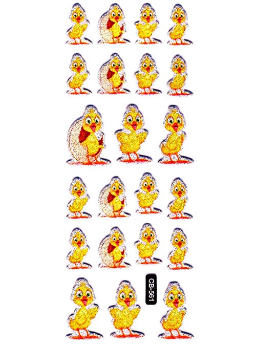 Sticker Kabartmalı Sticker Defter, Planlayıcı Etiket - (cb-561) 16x7 cm- Sevimli Civcivler