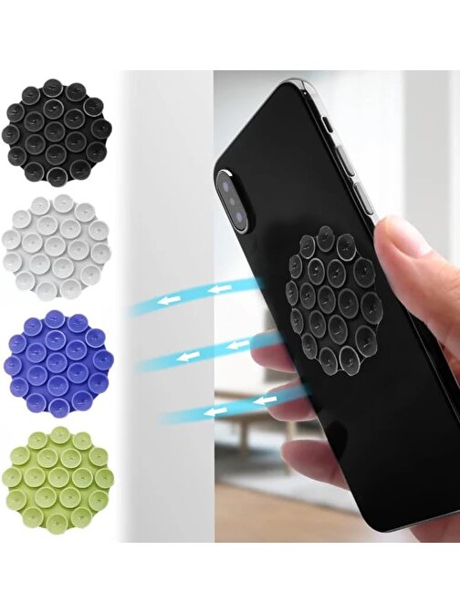 Coverzone Vantuzlu Telefon Tutucu Geniş Kullanım Alanlı Yumuşak Taşınabilir Silikon Telefon Standı Siyah