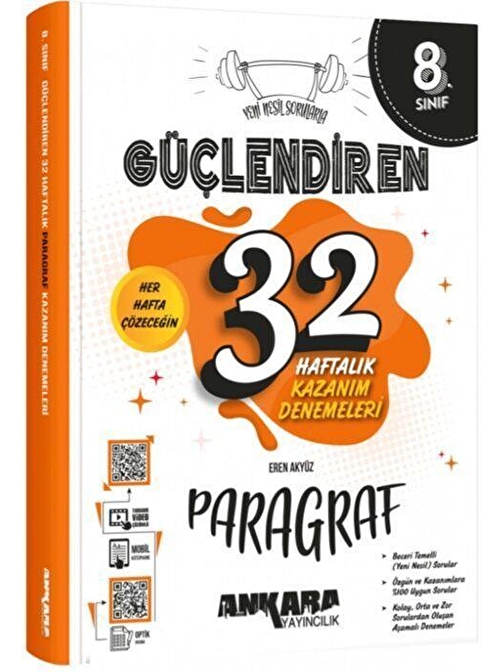 8. Sınıf Paragraf Güçlendiren 32 Haftalık Kazanım Denemeleri Ankara Yayıncılık