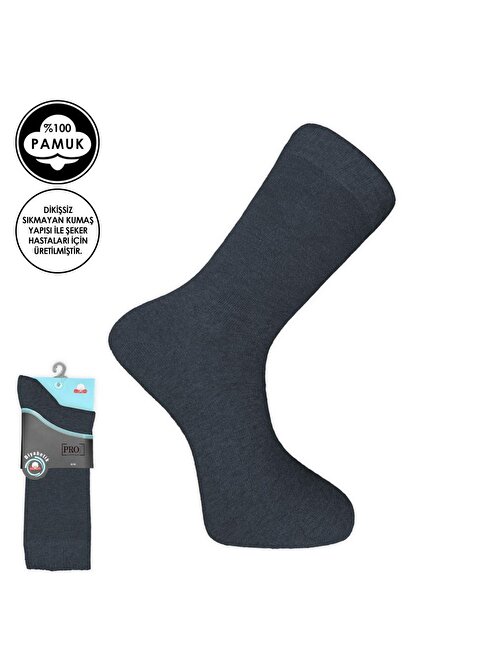 Pro Çorap Şeker (Diyabetik) Sıkmayan Pamuk Erkek Çorabı Füme (16408-R5)