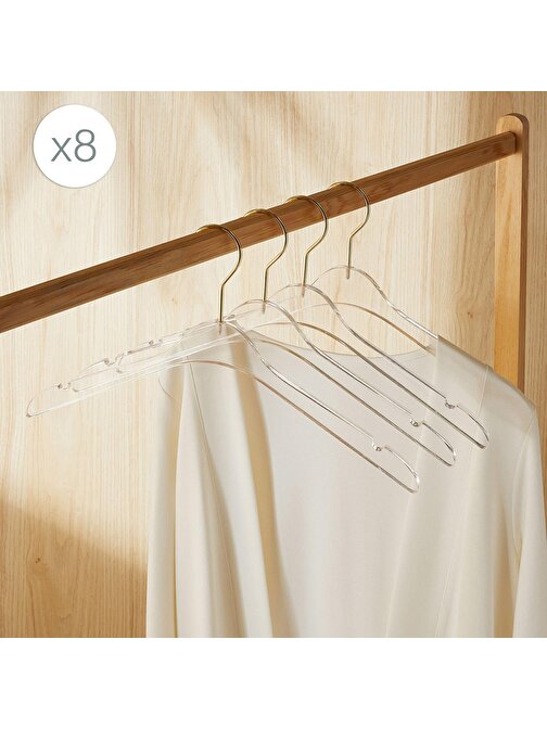 Ocean Home Textile 8'li Şeffaf Akrilik Giysi Askısı 38.5 x 21.5 x 1 cm