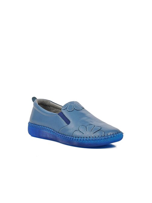 Ayakmod Premium 04035 Mavi Hakiki Deri Kadın Günlük Ayakkabı