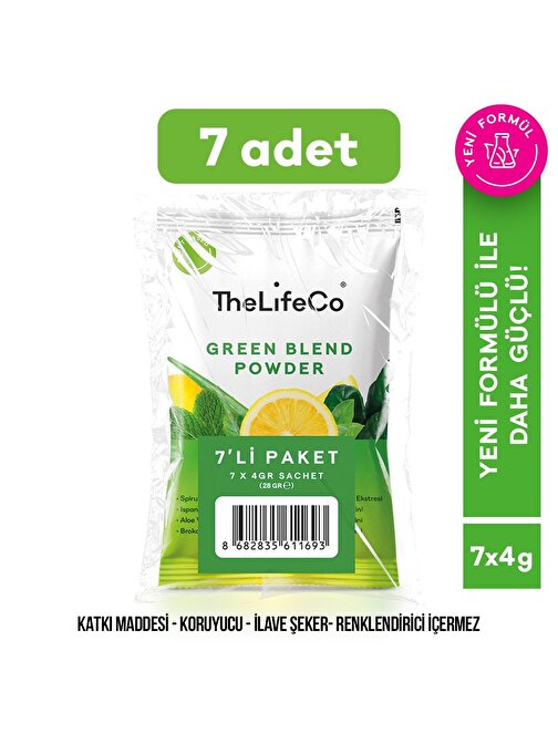 TheLifeCo Organik Green Blend - Yeşil Sebzeler İçecek Tozu 4g*7 adet - Şase