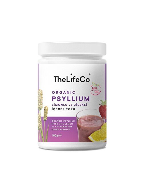 TheLifeCo Organik Psyllium Limonlu ve Çilekli İçecek Tozu 180g