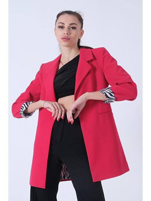 Saks Zebra Astar Detaylı Krep Blazer Ceket 01051201.26