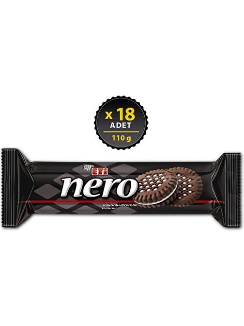 Eti Nero Kakaolu Kremalı Bisküvi 110 g x 18 Adet