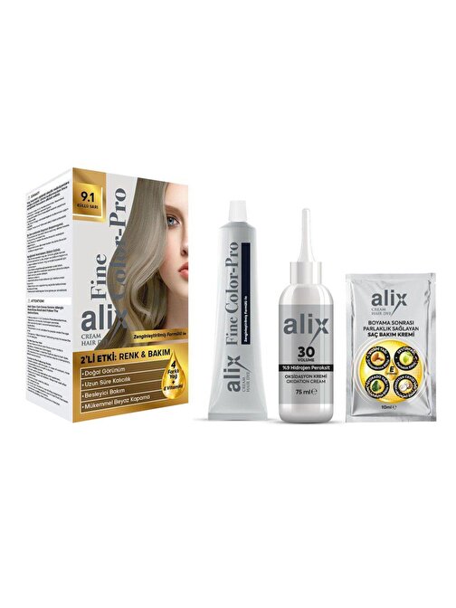 Alix Kit Saç Boyası  9.1 Küllü Sarı