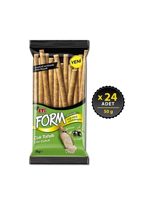 Eti Form Zeytinli Kinoalı Çıtır Çubuk Kraker 50 g x 24 Adet