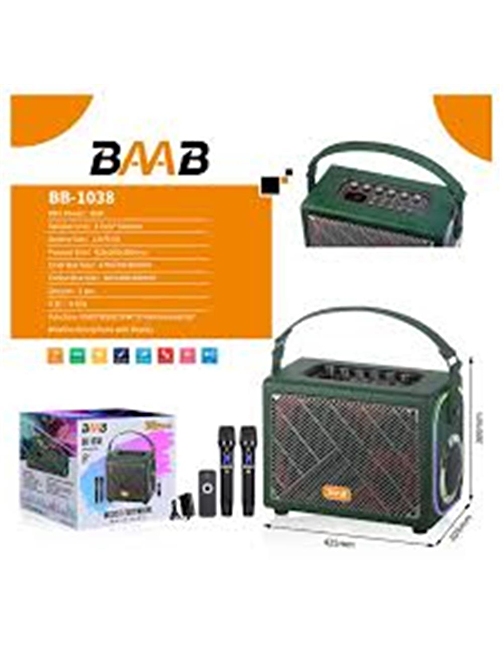 BB1038 Bluetooth Usb-Tf-Bt-Fm-Aux 8" 1500w Speaker