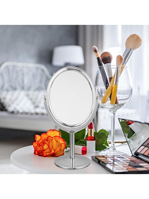 Ayaklı Oval Ayna 10 x 12 Cm Makyaj Aynası