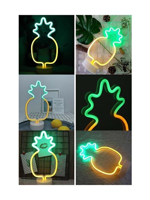 Ananas Model Neon Led Işıklı Masa Lambası Dekoratif Aydınlatma Gece Lambası