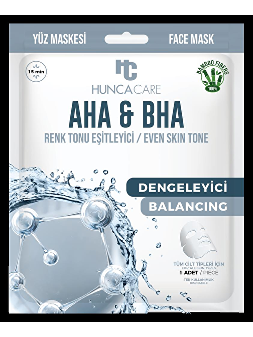 HUNCA CARE AHA&BHA KAĞIT YÜZ MASKE – RENK TONU EŞİTLEYİCİ / EVEN SKIN TONE