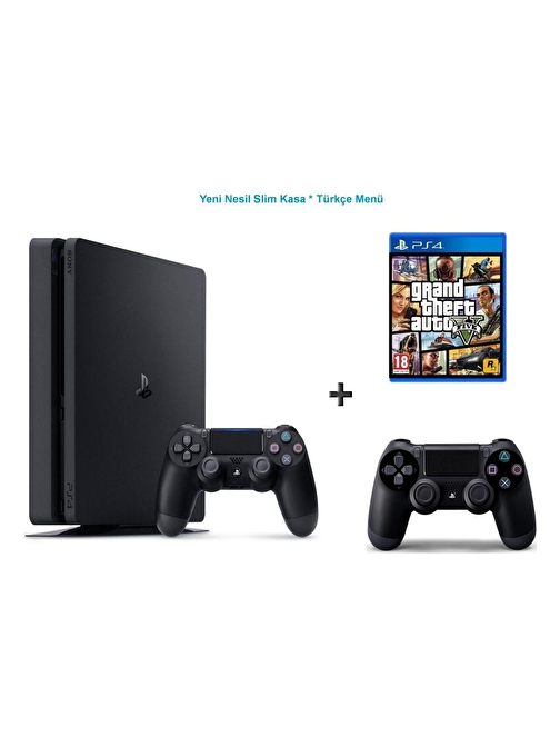 Sony Ps4 Slim 500 GB Oyun Konsolu + Gta 5 + 2. Kol