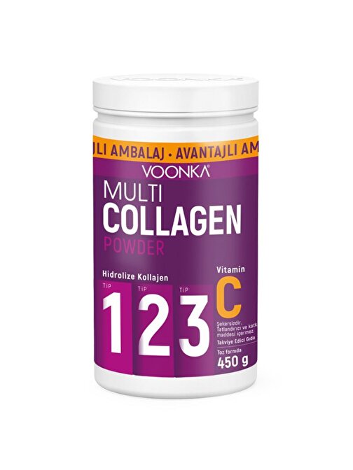Voonka Multi Collagen Powder Vitamin C İçeren Takviye Edici Gıda 450 gr