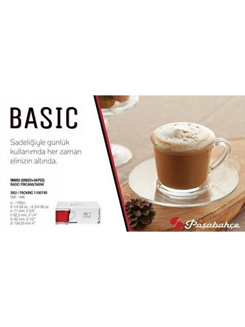 Paşabahçe 96693 Basic Çay-Nescafe Fincan Takımı