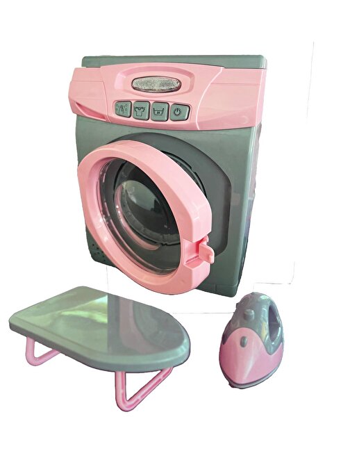 Işıklı, Sesli  OYUNCAK Çamaşır Makinesi, Ütü ve Ütü Masası 3'lü Set