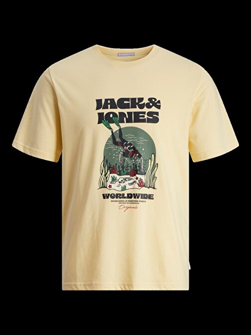 Jack&Jones O Yaka Baskılı Kısa Kollu Sarı Erkek T-Shirt 12255192