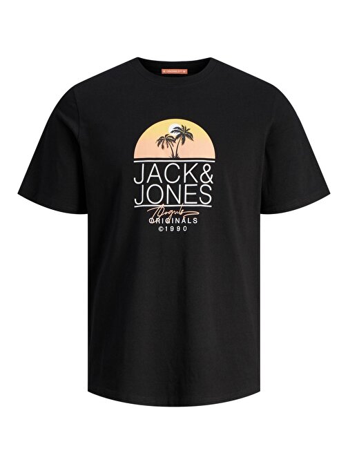 Jack&Jones O Yaka Rahat Kalıp Baskılı Kısa Kollu Siyah Erkek T-Shirt 12255238