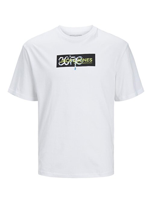 Jack&Jones O Yaka Comfort Fıt Baskılı Kısa Kollu Beyaz Erkek T-Shirt 12256237