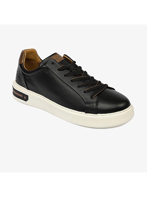 14811-01 Hakiki Deri Comfort Sneaker Casual Erkek Ayakkabı Siyah