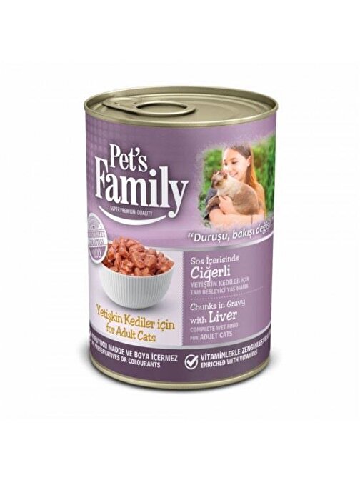 Pets Family Yetişkin Kediler İçin Ciğerli Yaş Mama 400 Gr