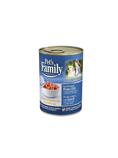 Pets Family Yetişkin Köpekler İçin Kuzu Etli Yaş Mama 400 Gr