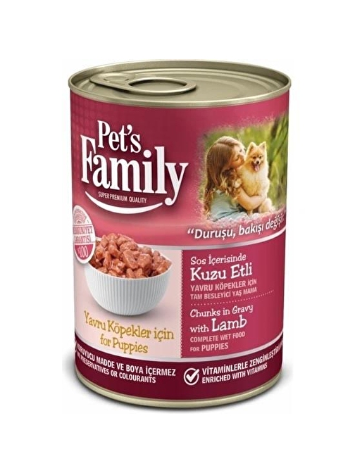 Pets Family Yavru Köpekler İçin Kuzu Etli Yaş Mama 400 Gr