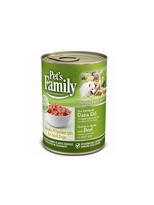 Pets Family Yetişkin Köpekler İçin Dana Etli Yaş Mama 400 Gr