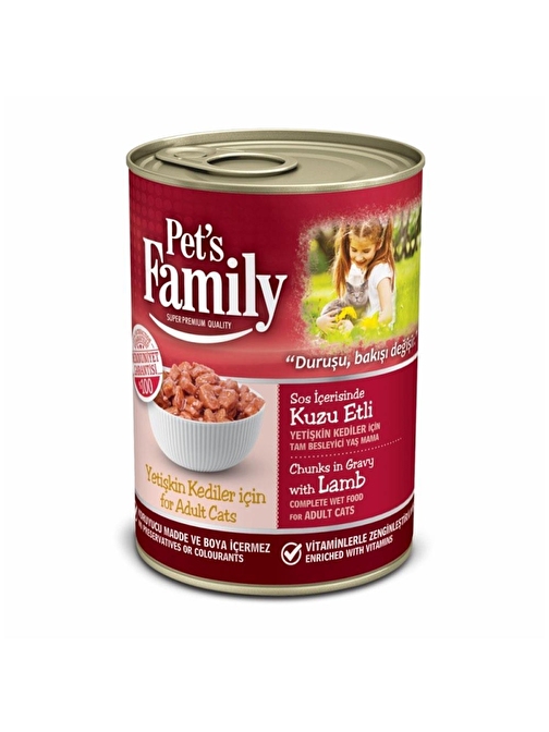 Pets Family Yetişkin Kediler İçin Kuzu Etli Yaş Mama 400 Gr