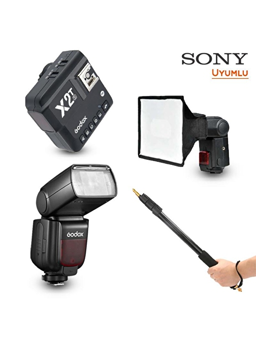 Godox TT685II-S Sony Flaş Full Set (Tepe Flaş + Tetikleyici + Portable Boom + Softbox)