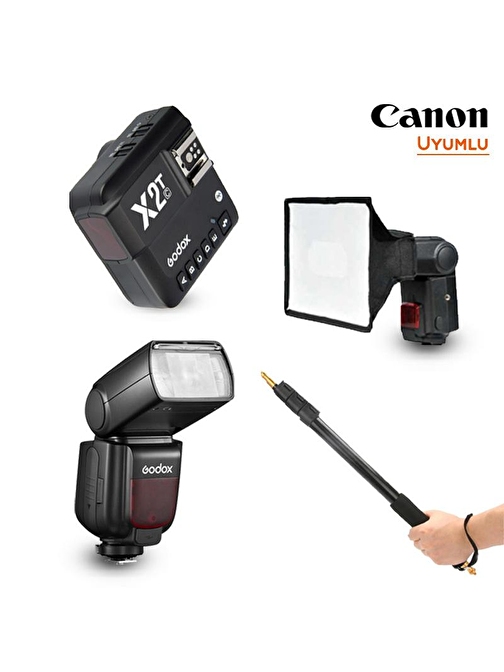 Godox TT685II-C Canon Flaş Full Set (Tepe Flaş + Tetikleyici + Portable Boom + Softbox)