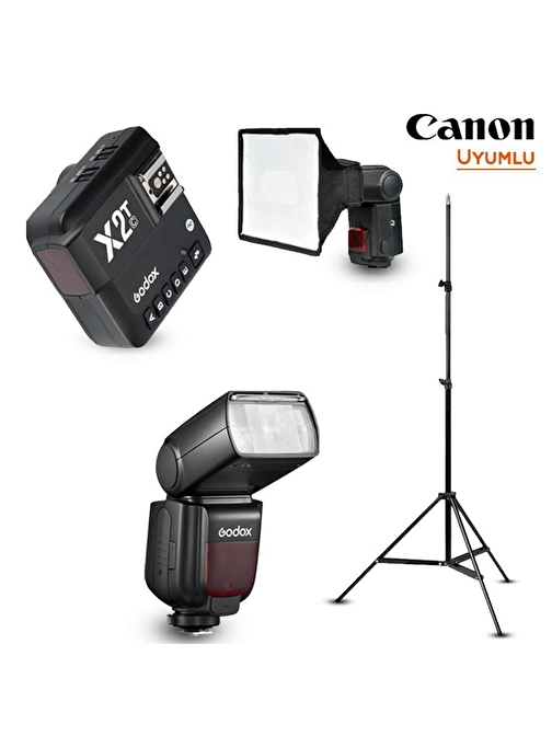 Godox TT685II-C Canon Flaş Full Set (Tepe Flaş + Tetikleyici + Ayak + Softbox)