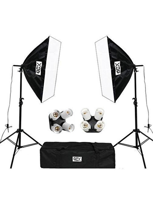 Gdx TLB-4 Pro Light 50x70 cm Video ve Fotoğraf Çekim 2'li  SoftBox Seti - 4 Duylu Softbox - LAMBASIZ