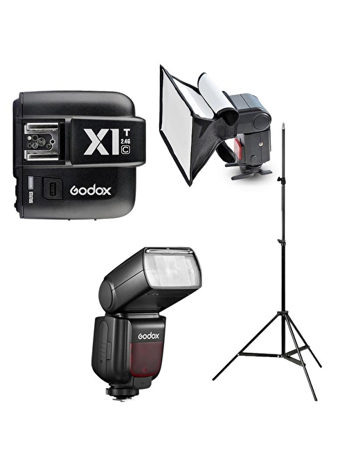 Godox TT685II-C Canon Flaş Full Set (Tepe Flaş + X1 Tetikleyici + Işık Ayağı + 20x30 Softbox)