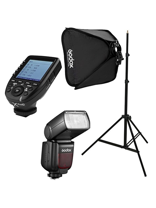 Godox TT685II-C Canon Flaş Full Set (Tepe Flaş + X Pro Tetikleyici + Işık Ayağı + 40x40 Softbox)