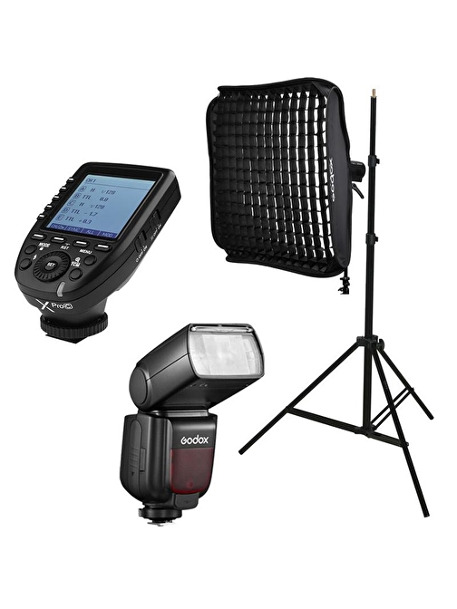 Godox TT685II-C Canon Flaş Full Set (Tepe Flaş + X Pro Tetikleyici + Işık Ayağı + 60x60 Softbox)