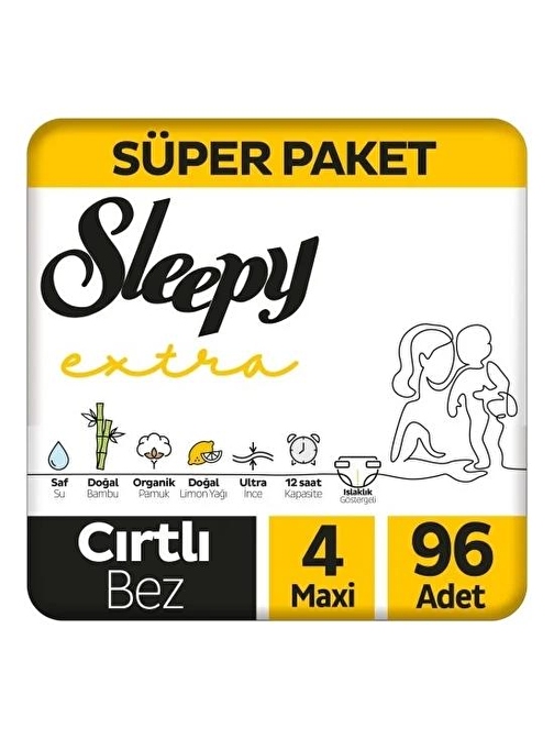 Sleepy Extra Avantajlı Bebek Bezi 4 Numara Maxi 96 Adet