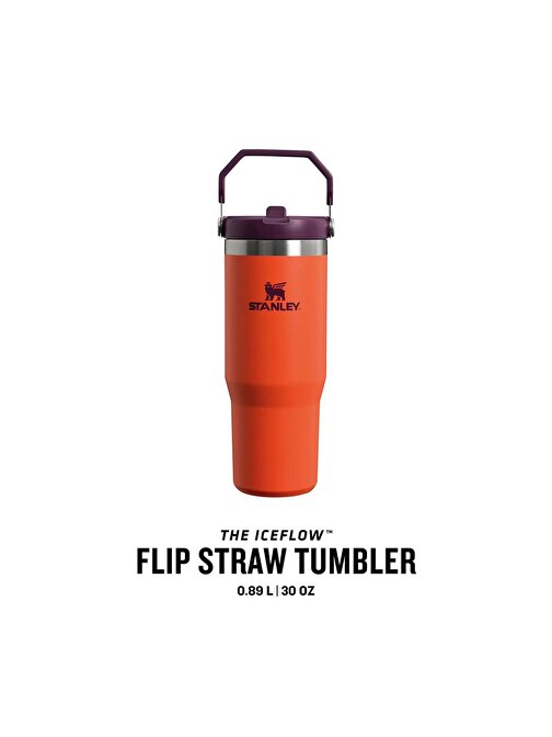 Stanley The IceFlow Flip Straw Pipetli Termos Bardak 0,89 LT Turuncu