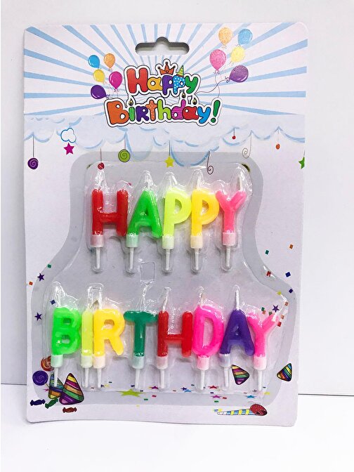 Himarry Parti Aksesuar Happy Birthday Yazılabilen Rengarenk Doğum Günü Mumu