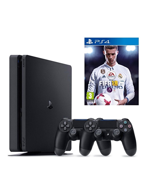 Sony Ps4 Slim 500Gb Oyun Konsolu + Fifa 18 + 2. Kol-Türkçe Menü