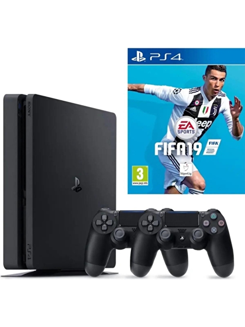 Sony Playstation 4  Slim 500 Gb Oyun Konsolu + 2.  Kol +  Fifa 19