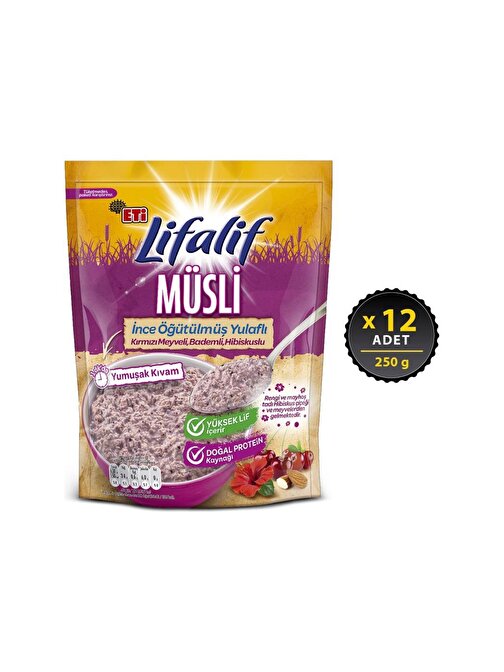 Eti Lifalif İnce Öğütülmüş Müsli Hibiskuslu 250 g x 12 Adet