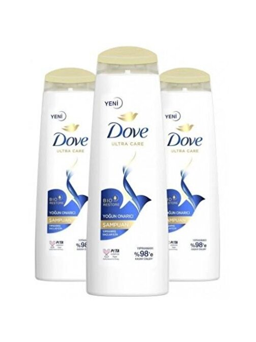 Dove Yoğun Onarıcı Yıpranmış Saçlar İçin Şampuan 400 ml x 3 Adet