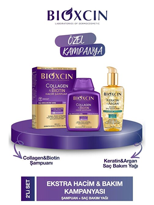 Collagen & Biotin Hacim Şampuanı 300ml + Kertin Argan Saç Bakım Yağı