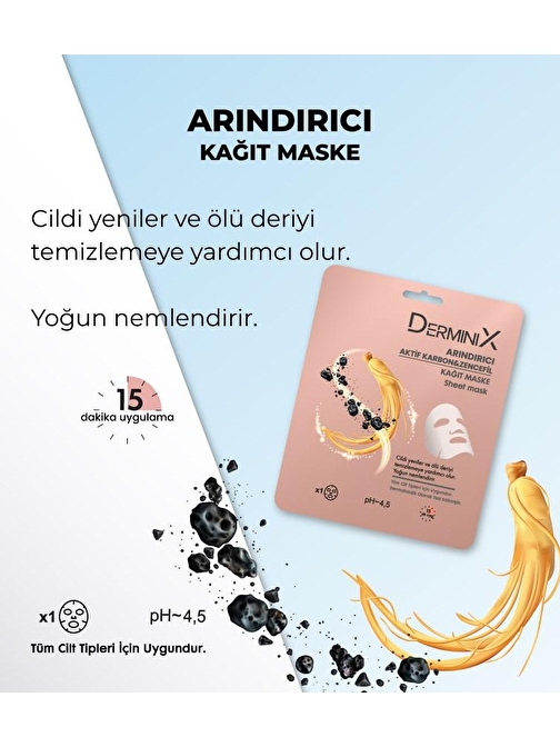 Derminix Arındırıcı Kağıt Maske Aktif Karbon ve Zencefil